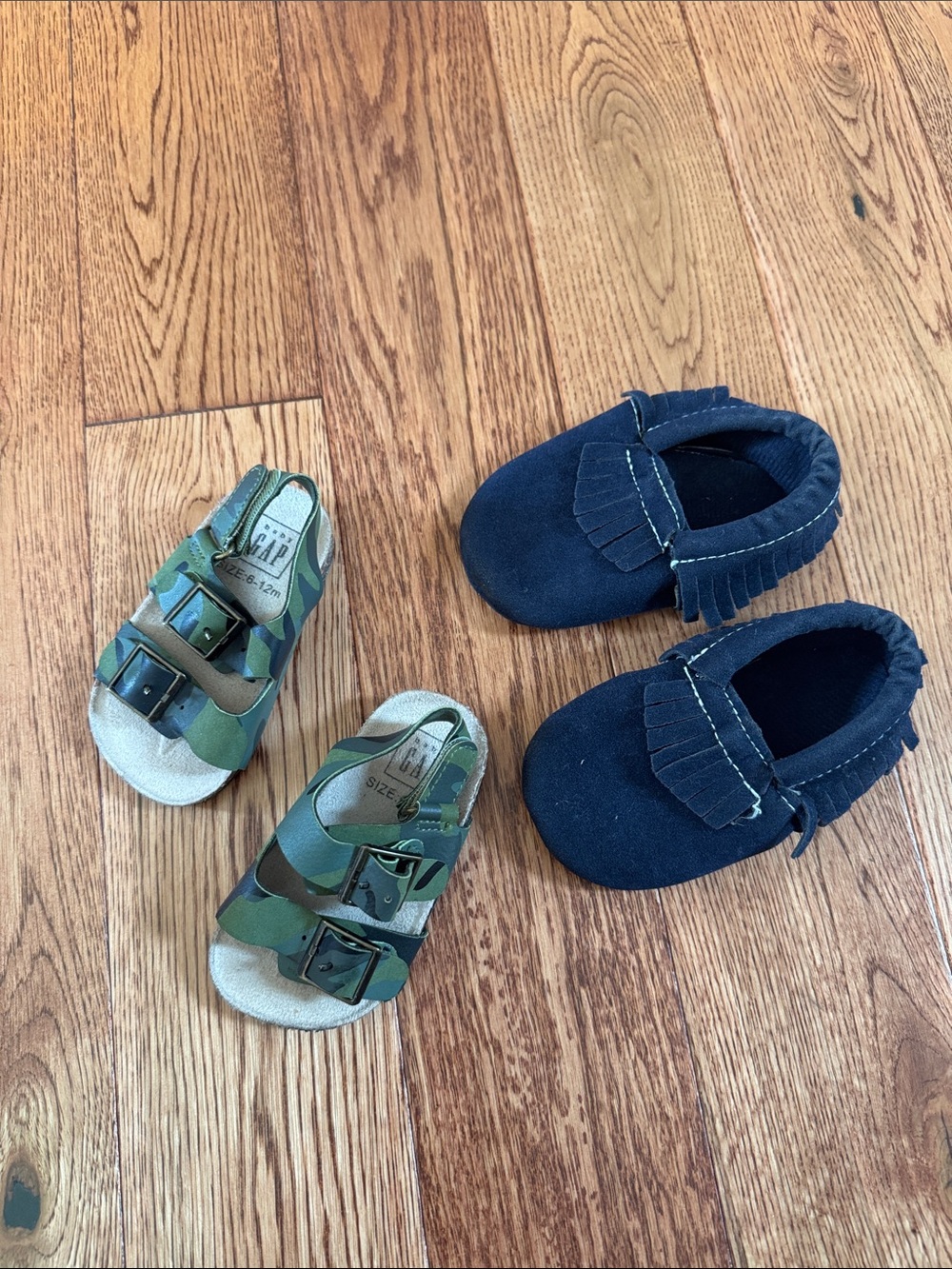 2 pairs of Baby boy shoes Kids Navy Moccasin Slip-On Shoes and sandal shoes